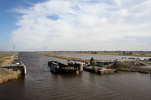 Abrissarbeiten an der alten Brücke im März 2013 (Blick nach Ost)