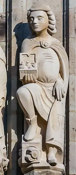 Figur von Gerhard Unmaze am Kölner Rathausturm