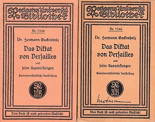 Tarnschrift von 1935 (links), die ein Heft aus Reclams Universal-Bibliothek (rechts) imitiert