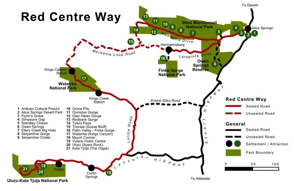 Übersichtskarte Namntjira Drive