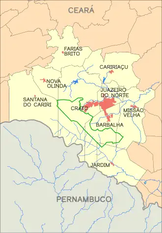 Umliegende Orte von Jardim in der Metropolregion Cariri
