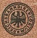 Gedrucktes Dienstsiegel der Reichsbank auf einer Banknote (Deutschland)