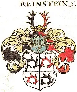 Stammwappen der Grafen von Reinstein mit den Hirsch­stangen, Johann Siebmacher, 1605