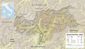 Übersichtskarte von Südtirol