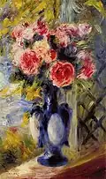 Pierre-Auguste Renoir: Bouquet de roses dans un vase bleu, Privatsammlung