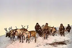 Rentierschlitten, Russland 1900