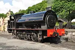 Hunslet Austerity Nr. 3698 Repulse mit Giesl-Ejektor als Museumslokomotive bei der Lakeside and Haverthwaite Railway