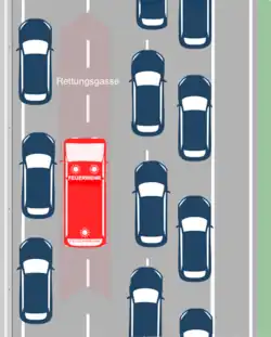 Rettungsgasse bei drei Fahrstreifen