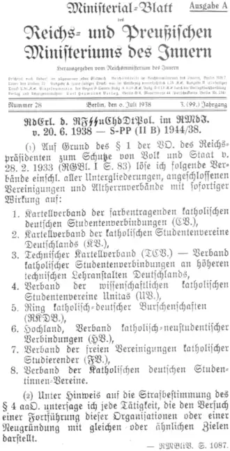 20. Juli 1938: Auflösung der Arminia während ihres 75. Stiftungsfestes