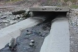 Ende der Verrohrung kurz vor dem Zufluss in den Rhein