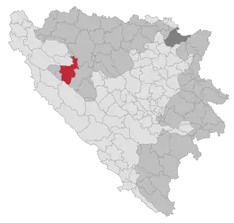 Lage der Gemeinde Ribnik (Bosnien) in Bosnien und Herzegowina (anklickbare Karte)