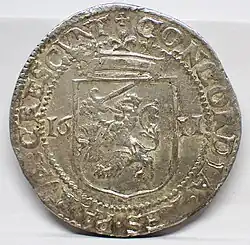 Rijksdaalder West Friesland 1611 Rv.JPG Avers und Revers, 1611