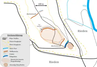 Umzeichnung des Ringwalls und der Abschnittsbefestigungen