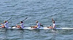 Das Vierer-Kajak der Frauen 2016 (v. l. n. r.): Jørgensen (Silber im K 1), Thomsen, Villumsen, Hansen