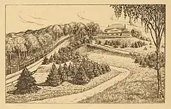 Gesamtansicht mit Rodelbahn und Kaffeehaus, um 1929