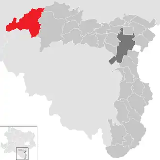 Lage der Gemeinde Rohr im Gebirge im Bezirk Wiener Neustadt-Land (anklickbare Karte)