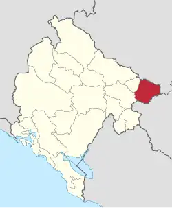 Karte von Montenegro, Position von Rožaje hervorgehoben