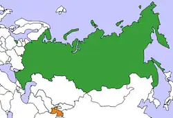 Lage von Russland und Tadschikistan