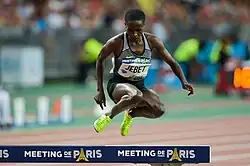 Ruth Jebet – hier mit ihrer besonderen Hindernistechnik – belegte Rang elf