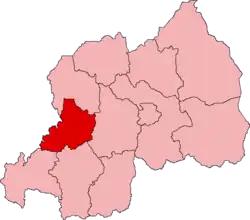 Lagekarte der ehemaligen Provinzen Ruandas mit Vorhebung der Provinz Kibuye
