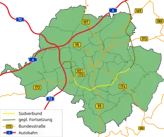 Verlauf und Planungen für den Weiterbau des Südrings
