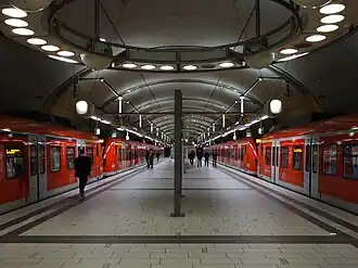 Bahnsteig des Haltepunktes Offenbach Marktplatz