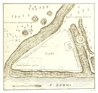 Skizze der Burg Loxten (Lokstenes pilsdrupas)