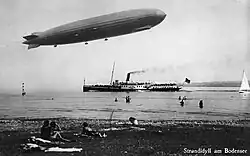 Stadt Konstanz um 1930 vor dem Konstanzer Strandbad „Hörnle“