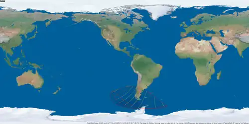 Weltkarte der Sonnenfinsternis vom 11. Juli 2029