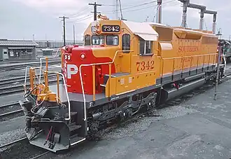 SP 7342 (SD40R) in Oakland (Dezember 1980)