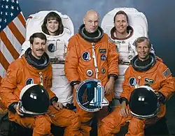 v. l. n. r. Kent Rominger, Tamara Jernigan, Story Musgrave, Thomas Jones, Kenneth Cockrell