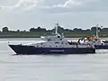 Küstenstreifenboot Sylt der WSP Schleswig-Holstein auf der Weser vor Bremerhaven