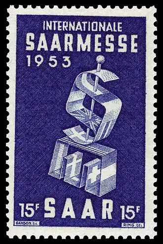 Sonderbriefmarke zur Saarmesse 1953