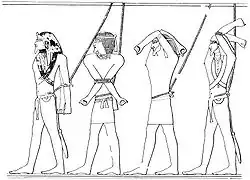 Szene mit gefangenen Feinden aus dem Tempelhof