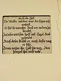 Inschrift über einen Müller des Dorfes an der Dorfkirche