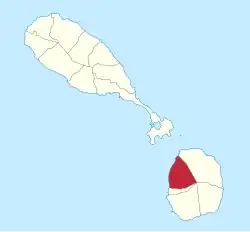 Die Lage von Saint Thomas (Nevis) auf der Insel Nevis