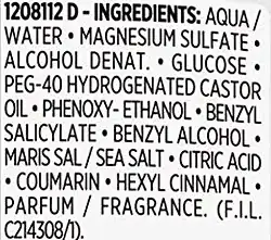 INCI-konforme Deklaration der Inhaltsstoffe eines Salzsprays mit Magnesiumsulfat und Meeressalz (= Natriumchlorid)