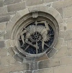 Das Wappenmotiv in einem Fenster der Tübinger Stiftskirche