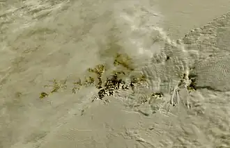 Satellitenaufnahme nicht eisbedeckter Felsen des Sør-Rondane-Gebirges