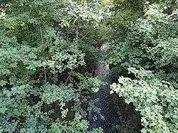 Bei einer Fußgängerbrücke über den Schüttelgraben (Richtung Ost)