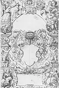 Scheibenriss mit leerem Wappenschild, 1597