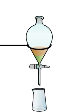 8. Wenn sich die Phasen gebildet haben, kann der Stopfen abgenommen werden.