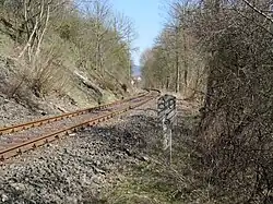 Verlauf des Reststücks der Scheldetalbahn zwischen Breidenstein und der Holzverladestelle (2021)