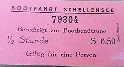Fahrkarte für eine Bootsfahrt am Schellensee