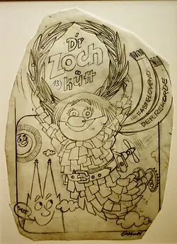 Entwurf des Schildes für die Zugspitze „D’r Zoch kütt“, 1986