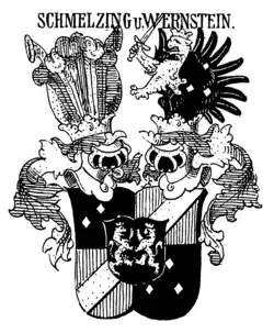 Wappen derer von Schmelzing und Wernstein von 1645 in Siebmachers Wappenbüchern
