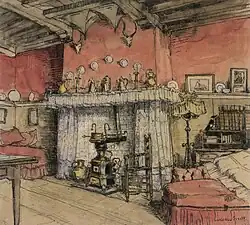 „Schotse Huizen schouw achterkamer“, 1910