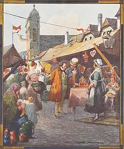 Schubert am Liechtentaler Kirtag, Sophien-Säle, 1928, Druck, 17,5 × 21 cm