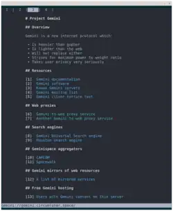 Terminal-Fenster, in dem ein Hypertext-Dokument, eine URL-Zeile und Registerkarten dargestellt werden