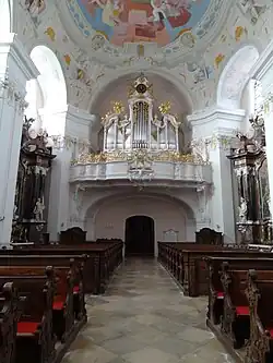 Hochbarocker baufester Orgelchor in Gesamtkonzeption (Stiftskirche Engelszell AT)